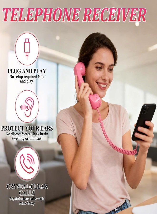MeiAid Retro Phone Handset, 2026 New Retro Style Type-C Phone Handset,Vintage Wired Plug in Handheld Cell Phone Receiver with Microphone, Suitable for Cell Mobile Video Conferences,Calls,Meetings (Red) - Image 3