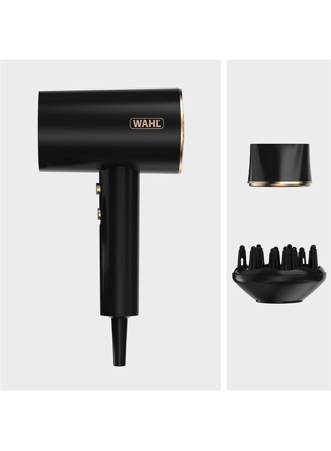 WAHL Ionic Flow Hair Dryer 2100W, Ionic Hair Dryer With Diffuser And Concentrator Nozzle, Fast Drying Anti-Frizz Blow Dryer, Lightweight Hair Styling Dryer With Cool Shot Function, Balck - 3404-0370 black black - Image 2