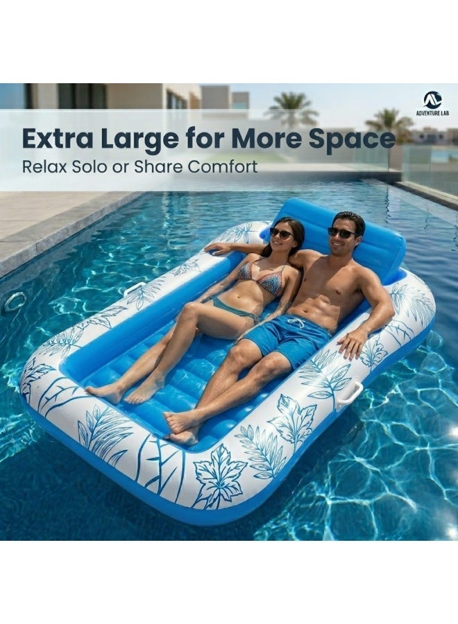 Adventure Lab Inflatable Tanning Pool Lounger Float | Pillow & 2 Cup Holders | Large Adult Suntan Pool Float, Sunbathing Bed Floatie | Personal Cooling Pool, Water Lounge Bed for Pool Beach Relaxation - Image 5
