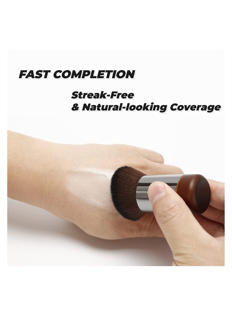 SOLARAE Foundation Brush, Angled Flat Top Kabuki Foundation Brush, Suitable for Mixed Liquid, Cream, or Flawless Powder Cosmetics, Premium Durable Face Multipurpose Blending Makeup Brush (Brown) - Image 3