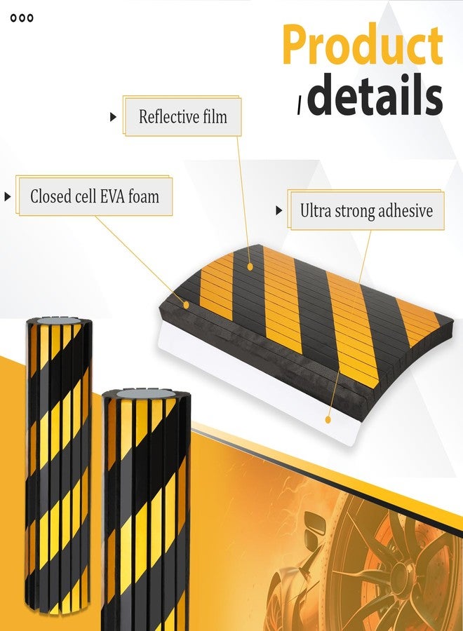 Datanly 6 Pcs Garage Wall Bumpers Guards Reflective Garage Wall Protector Foam Garage Stoppers for Your Vehicle Parking Corner Garage Pole Padding for Garage Parking Lot, Black Yellow - Image 4