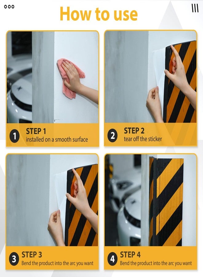 Datanly 6 Pcs Garage Wall Bumpers Guards Reflective Garage Wall Protector Foam Garage Stoppers for Your Vehicle Parking Corner Garage Pole Padding for Garage Parking Lot, Black Yellow - Image 5