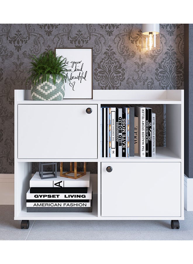 DANUBE HOME Lairon 2 Door Cabinet 3 Tier Modern Design Wooden Book Organiser Cupboard Space Saving Display Storage Rack For Home Office Living Room Kitchen White  - Image 5