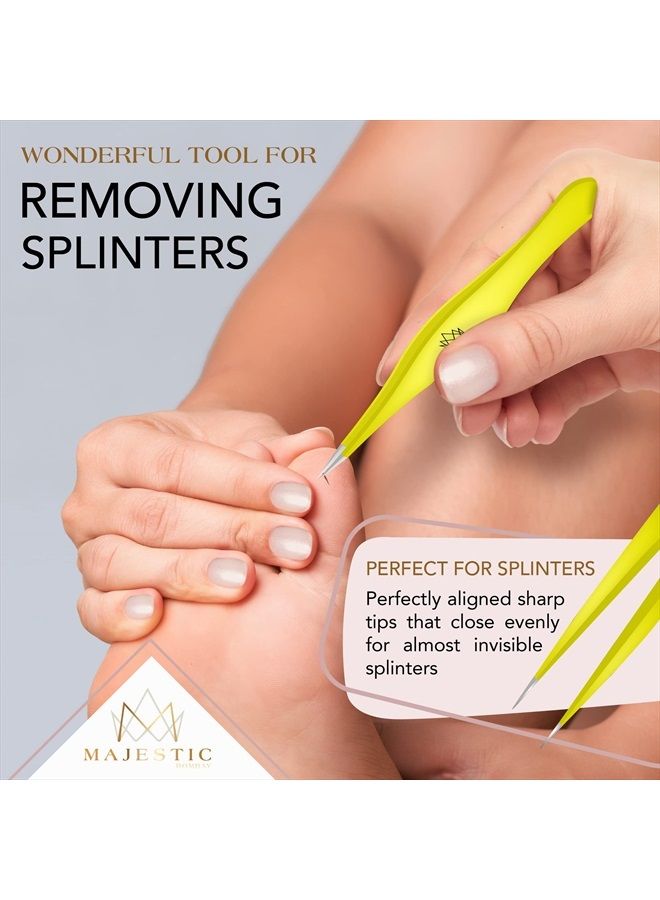 Majestic Bombay Fine Point Tweezers for Women and Men – Splinter Ticks, Facial, Brow and Ingrown Hair Removal–Sharp, Needle Nose, Surgical Tweezers Precision Pluckers best tweezers for chin hair - Image 3