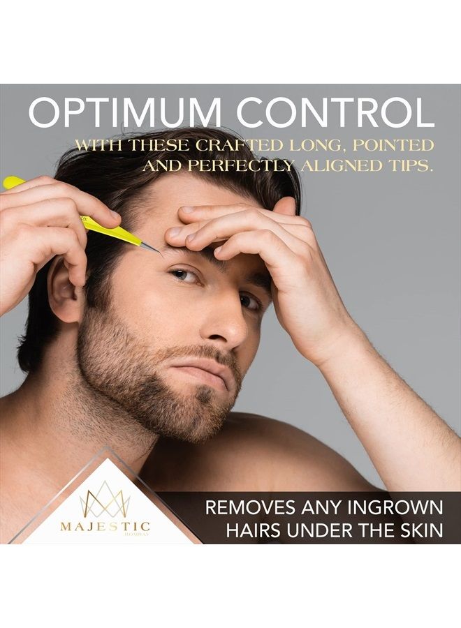 Majestic Bombay Fine Point Tweezers for Women and Men – Splinter Ticks, Facial, Brow and Ingrown Hair Removal–Sharp, Needle Nose, Surgical Tweezers Precision Pluckers best tweezers for chin hair - Image 4