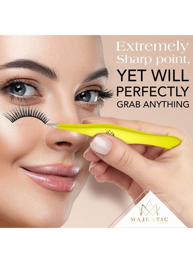 Majestic Bombay Fine Point Tweezers for Women and Men – Splinter Ticks, Facial, Brow and Ingrown Hair Removal–Sharp, Needle Nose, Surgical Tweezers Precision Pluckers best tweezers for chin hair - Image 2