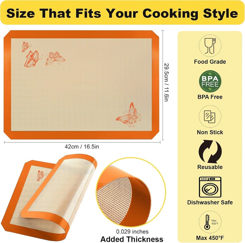 Itlovei Silicone Baking Mat, 2 Pac 16.5"L x 11.6"W Silicone Cookie Sheets Reusable Baking Mat - Non-Stick Food Safe Dark Gray Oven Baking Sheet for Making Cookies, Macaroons, Bread - Image 3