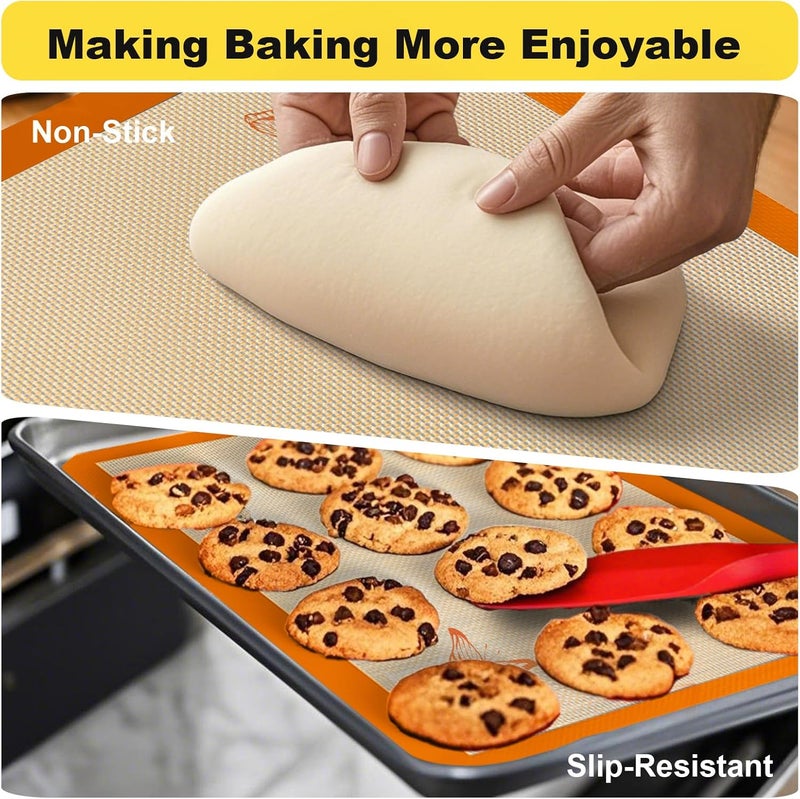 Itlovei Silicone Baking Mat, 2 Pac 16.5"L x 11.6"W Silicone Cookie Sheets Reusable Baking Mat - Non-Stick Food Safe Dark Gray Oven Baking Sheet for Making Cookies, Macaroons, Bread - Image 4
