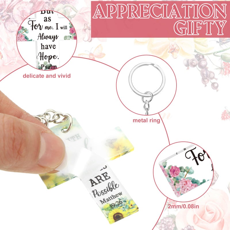 Remuuly 50 Pcs Christian Party Favor Mini Bible Verse Keychain Gifts Religious Scripture Keychain Gifts for Women Mom Mother's Day (Cross) - Image 3
