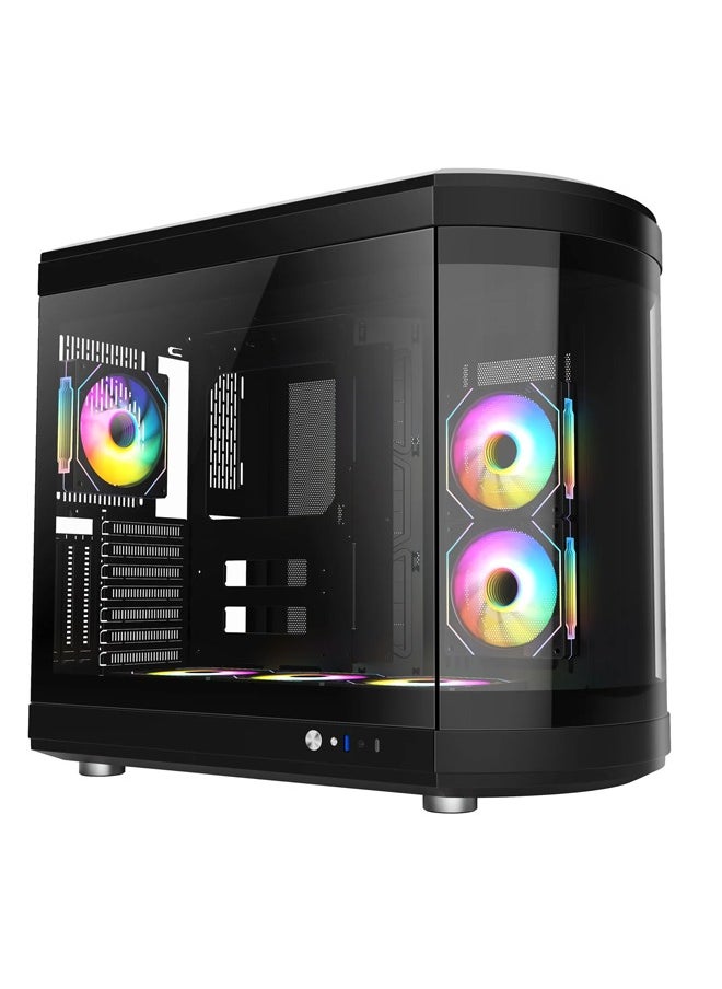 highend - Penguin Pro Mid-Tower Full ATX PC Gaming Case with Curved Panoramic Tempered Glass Dual Chamber, Front I/O USB Type-C - Image 1