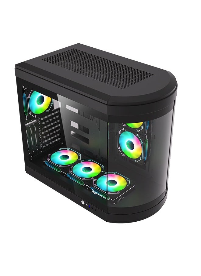 highend - Penguin Pro Mid-Tower Full ATX PC Gaming Case with Curved Panoramic Tempered Glass Dual Chamber, Front I/O USB Type-C - Image 1