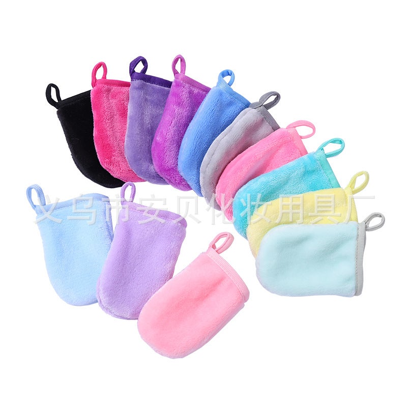 Manufacturer Flannel Makeup Remover Cosmetic Gloves Clear Water Cleansing Finger Cots Facial Makeup - Image 3