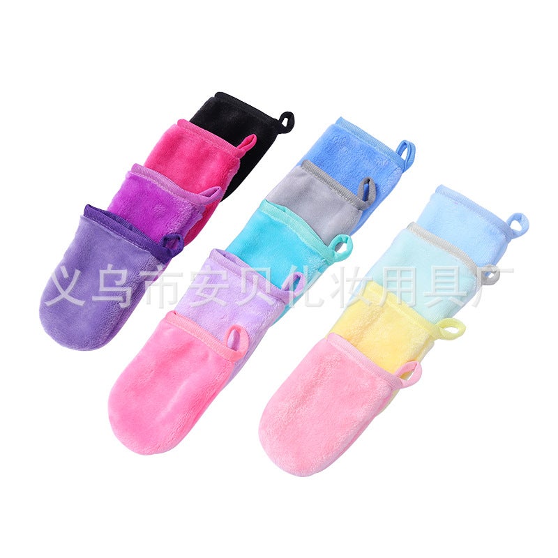 Manufacturer Flannel Makeup Remover Cosmetic Gloves Clear Water Cleansing Finger Cots Facial Makeup - Image 5