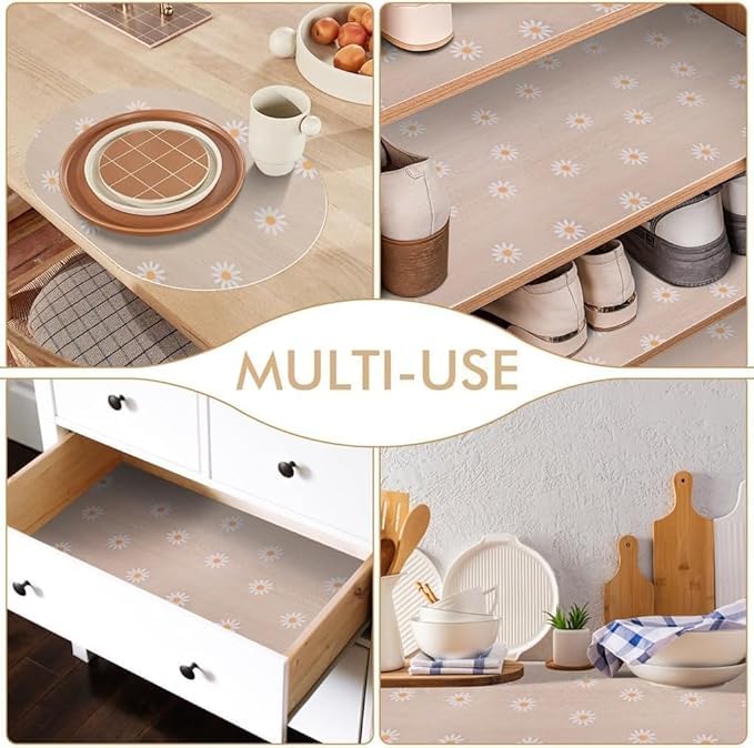 KayJen (45 cm X 1.5 m) Printed Shelf Liners for Kitchen Shelves, Drawer Mat, Shelf Liner, Fridge Mats, Kitchen Cabinet Drawer Mat Liner Sheets (Sunflower Printed - White & Orange) - Image 4
