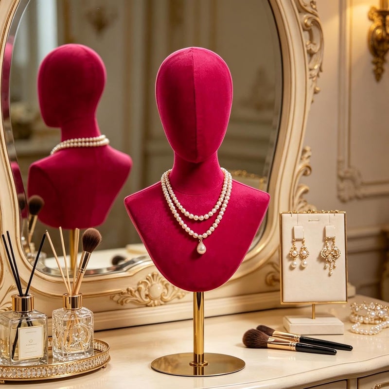 Mannequin Head Hat Display Model for Cap Scarf Headwear Necklaces Barbershop , Rose Red - Image 4