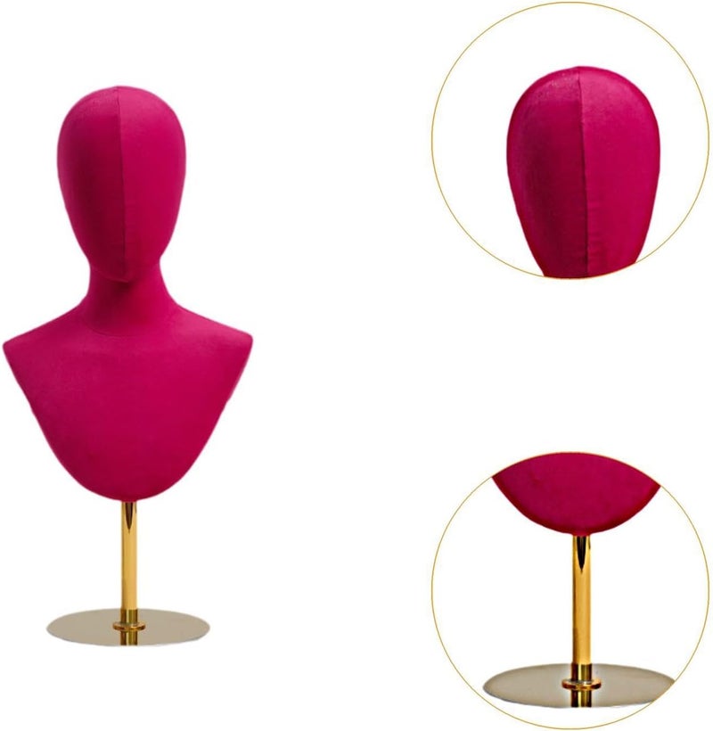 Mannequin Head Hat Display Model for Cap Scarf Headwear Necklaces Barbershop , Rose Red - Image 2