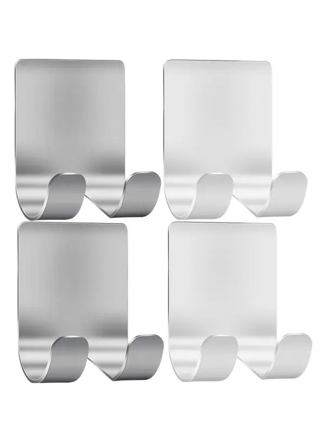 4pcs Stainless Steel Shaving Kit Holder With Self Adhesive Hooks No Drill Bathroom Storage Rack Shower Organizer For Towels Razors Grooming Products Beige - Image 1