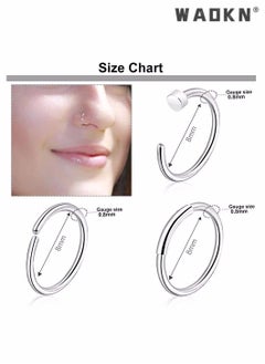 WAOKN 36 PCS Nose Rings for Women Studs Hoop 20G Piercings Jewelry Screw Stainless Steel Bone Flat Top Diamond Opal Heart High Nostril Piercing Stainless Steel Nose Rings Studs for Women Men  - Image 2