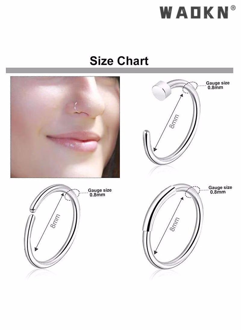 دبليو أيه أو كي أن 36 قطعة حلقات الأنف للنساء ترصيع هوب 20G ثقب مجوهرات برغي الفولاذ المقاوم للصدأ العظام شقة أعلى الماس أوبال القلب عالية فتحة الأنف ثقب الفولاذ المقاوم للصدأ حلقات الأنف ترصيع للنساء الرجال - Image 2