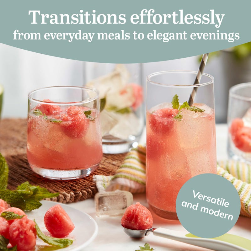 Libbey Ascent Tumbler and Rocks Drinking Glasses Set of 16, Glass Drinking Glasses with Curvature, Versatile Glassware Set for Parties and More - Image 2