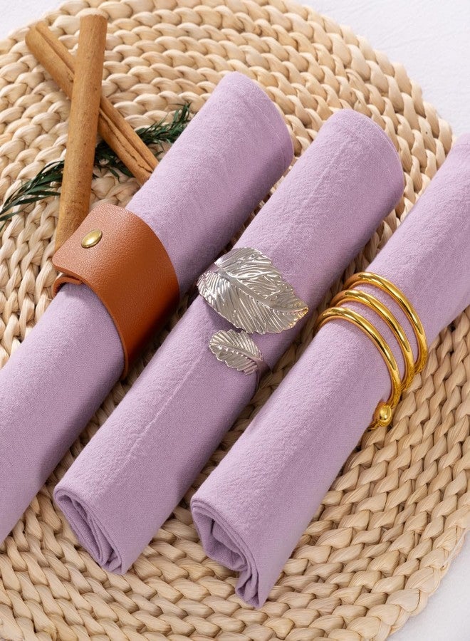 LINXTAR Cloth Napkins Lilac Cotton Napkins Set of 4 17"x17" Washable Reusable Cotton Napkins for Fall Autumn Wedding Party Banquet Baby Shower Home Dining Table Decor - Image 3