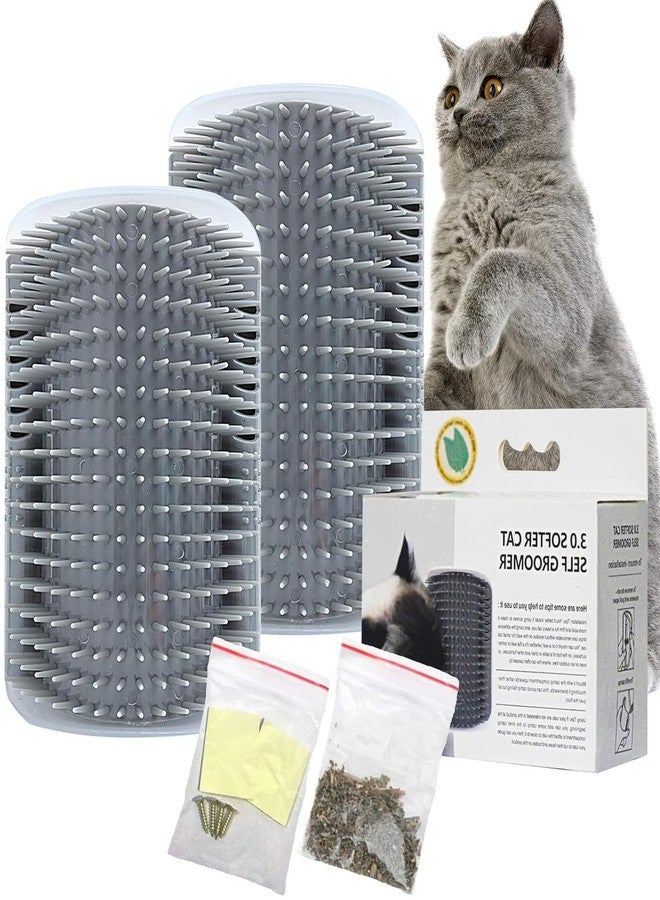 Vabrloy 2 Pack Cat Self Groomer,Cat Self Grooming Corner Scratcher with Catnip,Massage Comb Brush for Long & Short Fur Cats Dogs - Image 1