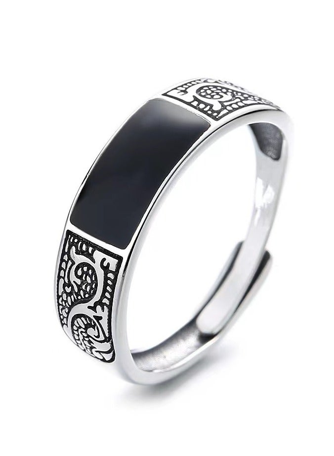 1pc Fashion Dragon Pattern Ring - Adjustable, Vintage Hip Hop Style, Simple, Personality Men's Single Ring for Everyday Wear  - Image 1