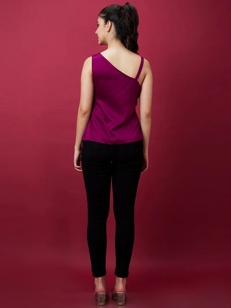 globus Women One Shoulder Tie Up Party Top