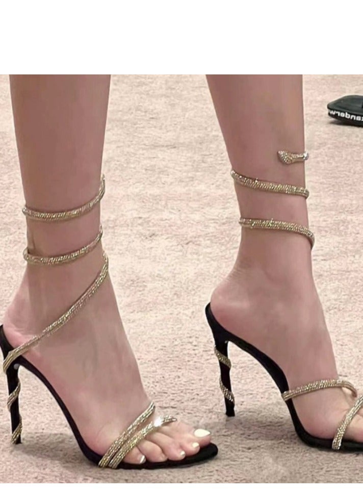 Temperament Water Diamond Serpentine High Heels - Image 1