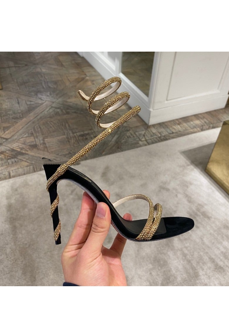 Temperament Water Diamond Serpentine High Heels - Image 2