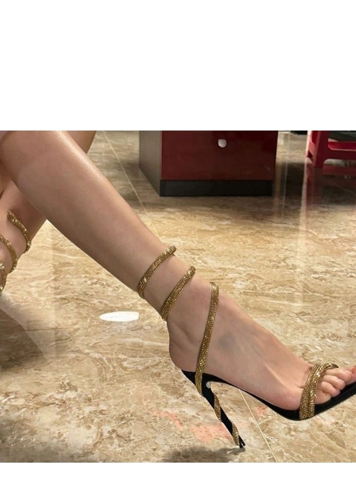 Temperament Water Diamond Serpentine High Heels - Image 3