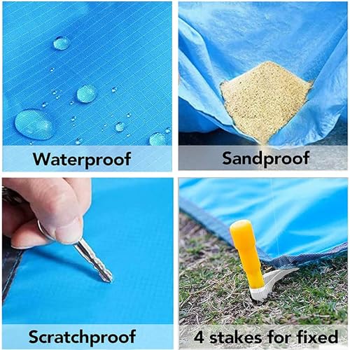 MEZON Polyester Beach Blanket Waterproof Sandproof - Sand Free for 2-7 Adults, Pocket Blanket for Travel, Camping, Hiking, Music Festivals - 200 * 210 cm (Multi Color) - Image 5