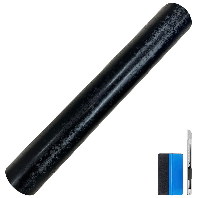 لفائف لزلا رون من ألياف الكربون المزورة اللامعة مع ملصقات لإطلاق الهواء، فيلم ذاتي اللصق 1 قدم × 5 أقدام باللون الأسود