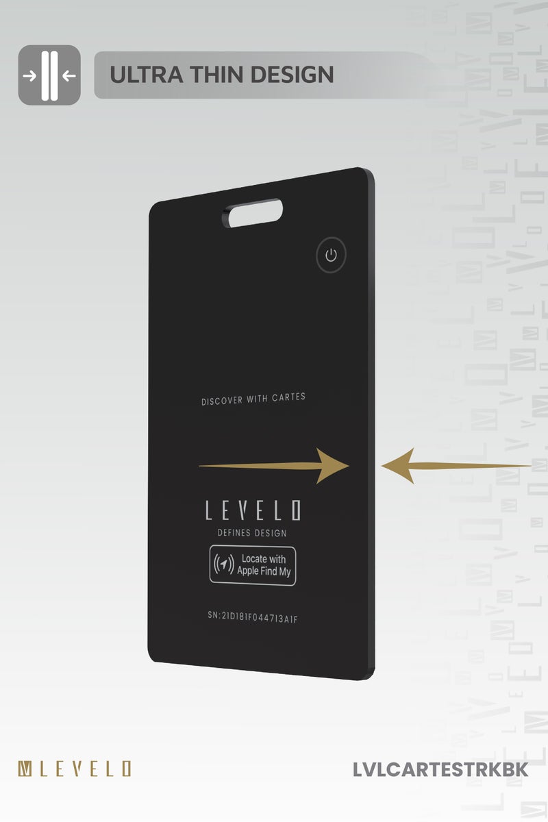 ليفيلو متتبع بطاقات كارتيس فايند ماي يعمل مع خاصية البحث عن جهاز آبل / وضع الفقدان / منع التتبع غير المرغوب فيه / محدد المدى الموسع / محدد الصوت الذكي - أسود - Image 4