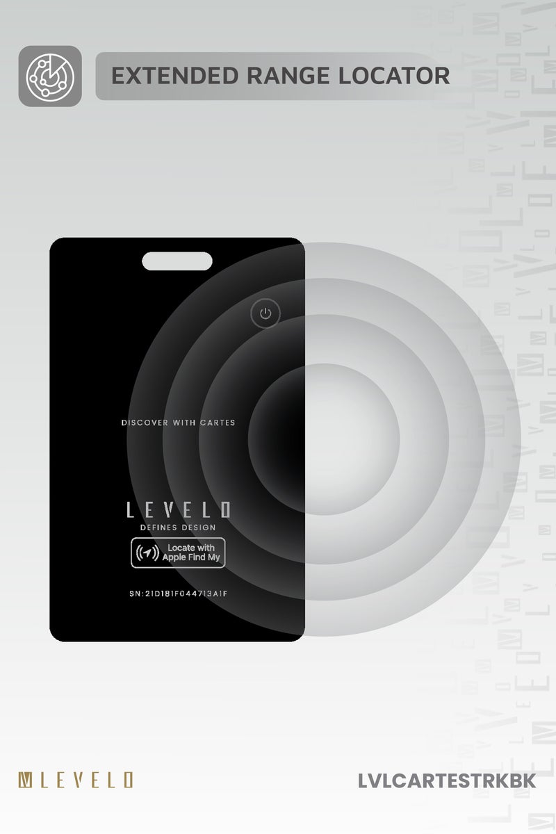 ليفيلو متتبع بطاقات كارتيس فايند ماي يعمل مع خاصية البحث عن جهاز آبل / وضع الفقدان / منع التتبع غير المرغوب فيه / محدد المدى الموسع / محدد الصوت الذكي - أسود - Image 5
