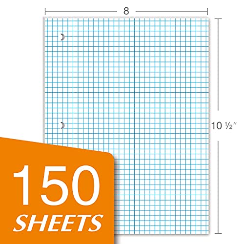 KAISA Graph Paper Filler Paper, 8"x10.5" 4x4 Graph/Quad Rule Filler Paper 3-Hole Punched 1/4inch Grid Paper Loose-Leaf Paper for 3-Ring Binders,150sheet/pack, 3pack F15001Q - Image 2