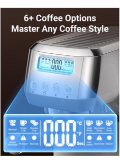 amzchef AMZCHEF 20 Bar Espresso Coffee Machines with LCD Panel and Steam Milk Frother, Compact Cappuccino and Latte Machine, All In One Coffee Machine for Home Use with 1.3L Removable Water Tank, 2 Filters  - Image 2