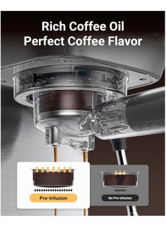 amzchef AMZCHEF 20 Bar Espresso Coffee Machines with LCD Panel and Steam Milk Frother, Compact Cappuccino and Latte Machine, All In One Coffee Machine for Home Use with 1.3L Removable Water Tank, 2 Filters  - Image 3