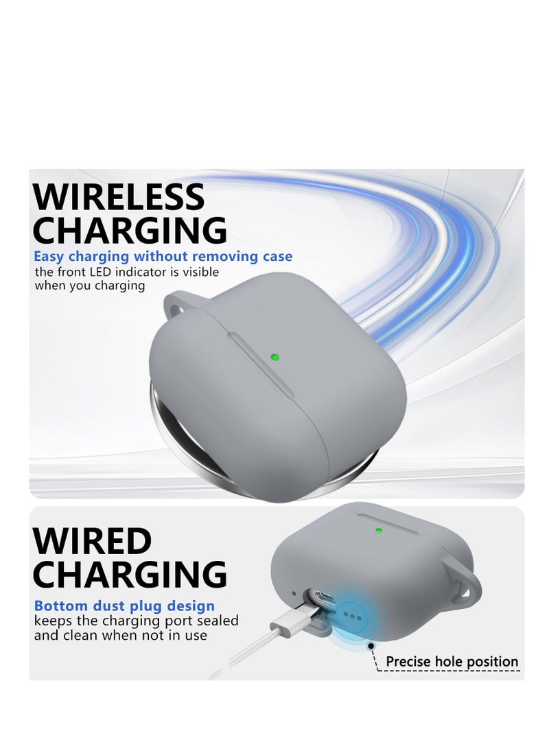 Soft Silicone Case Cover for AirPods 4 with Cleaning Kit and Keychain (Gray) - Image 4