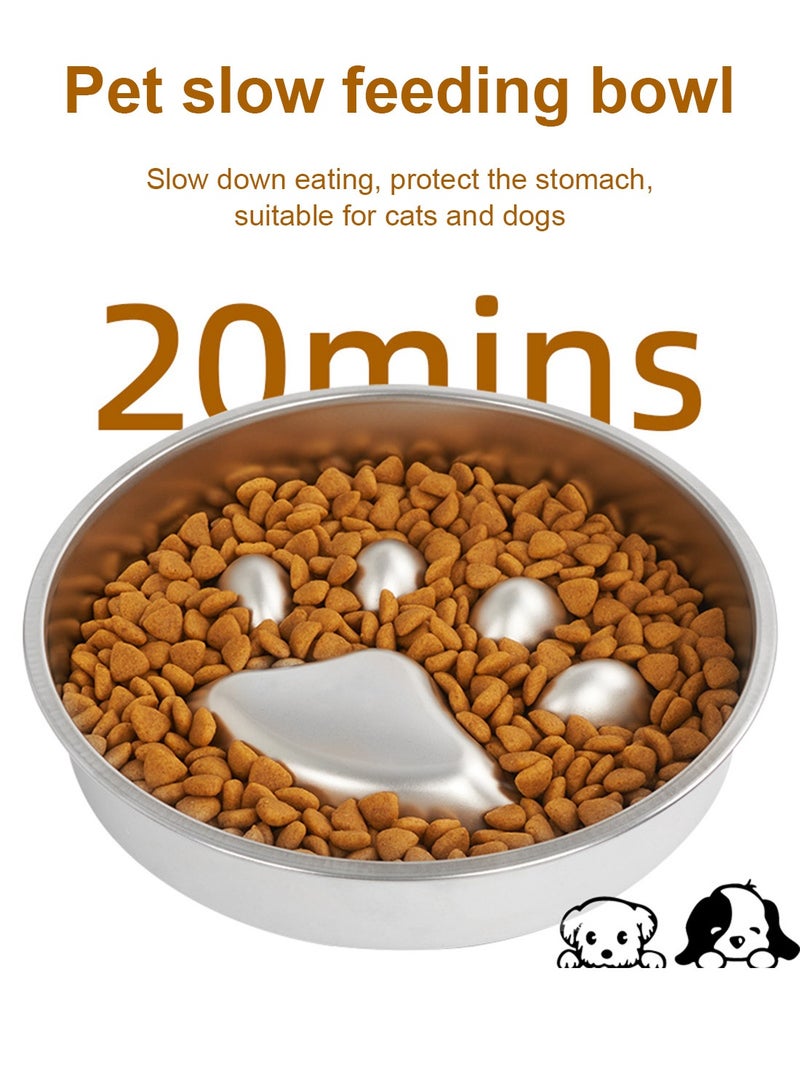 كيدل الفولاذ المقاوم للصدأ بطيئة تغذية الكلب وعاء طبق الحيوانات الأليفة لإبطاء تناول الطعام المعدني الكلب وعاء للسلالات الصغيرة والمتوسطة - Image 5