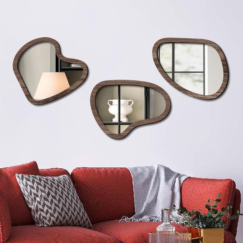 kotart Wall Mirror Decor Panel Wall Decor Frame for Living Room Bed Room Decorative Mirror Wooden Wall Hanging for Home Decorative Wooden Wall Mirror for Home Decoration Retro - Image 5