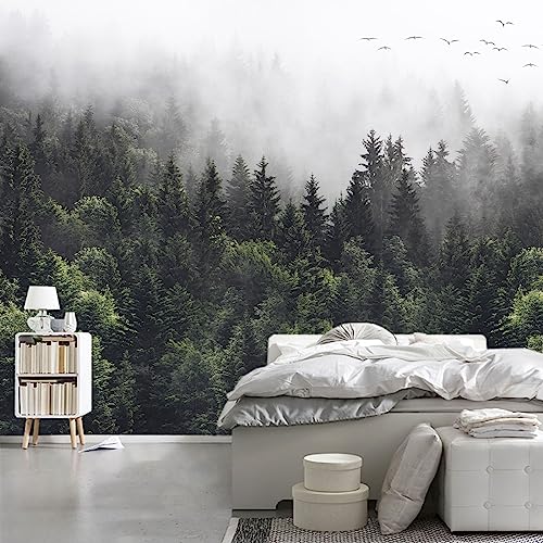 WFBHUAFoggy Forest Woodland Wallpaper Green Nature Landscapes Wall Murals for Bedroom Living RoomNot Peel and Stick - Image 1