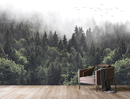 WFBHUAFoggy Forest Woodland Wallpaper Green Nature Landscapes Wall Murals for Bedroom Living RoomNot Peel and Stick - Image 3