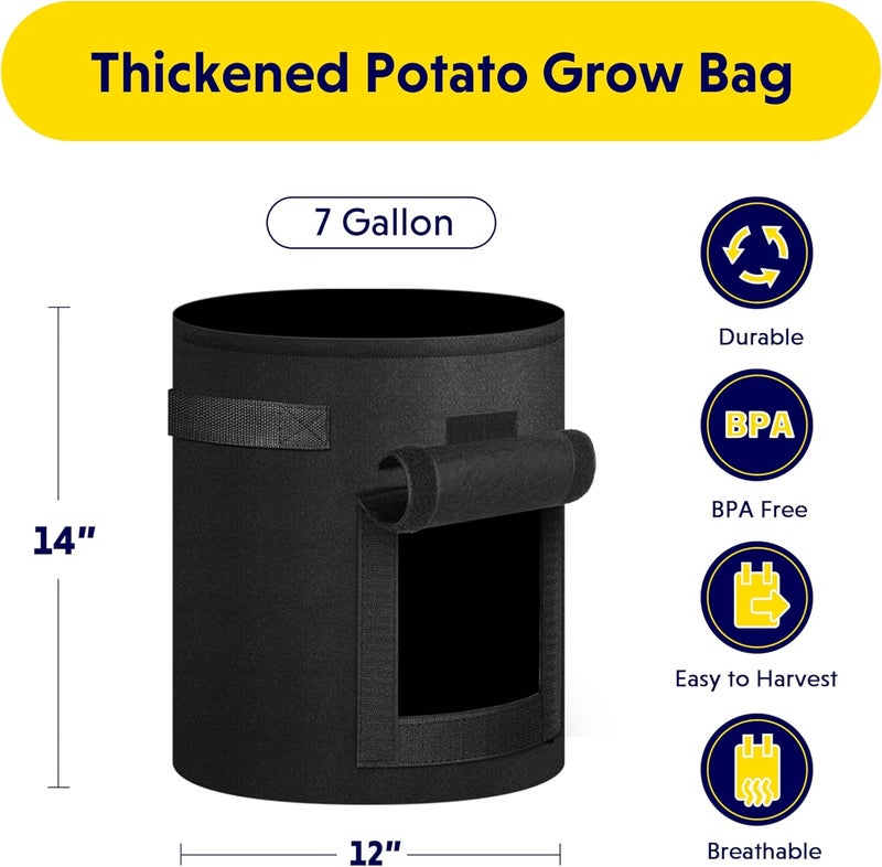 iPower Potato Grow Bags with Flap 7 Gallon 6 Pack Garden Planting Pot with Durable Handle and Harvest Window Thickened Nonwoven Fabric Container for Potato Tomato Carrot Vegetable and Fruits - Image 2