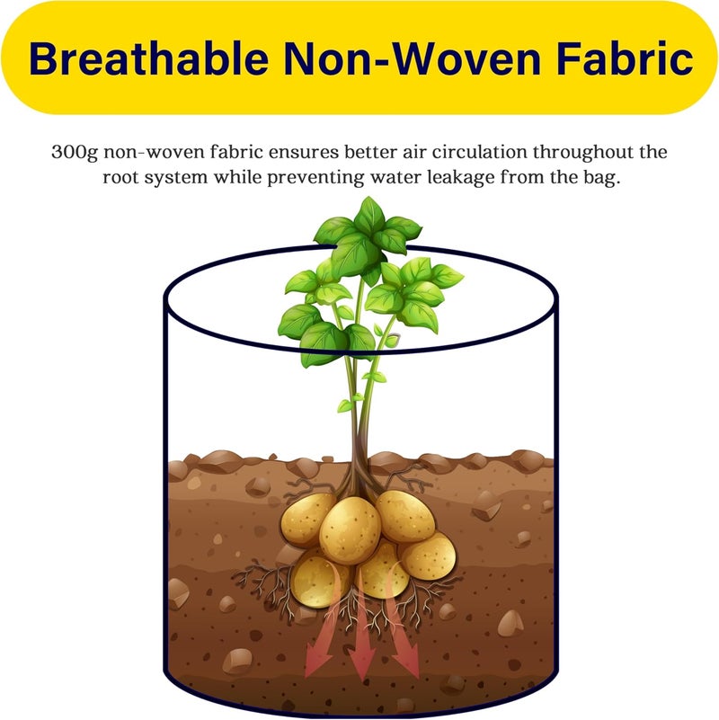 iPower Potato Grow Bags with Flap 7 Gallon 6 Pack Garden Planting Pot with Durable Handle and Harvest Window Thickened Nonwoven Fabric Container for Potato Tomato Carrot Vegetable and Fruits - Image 5
