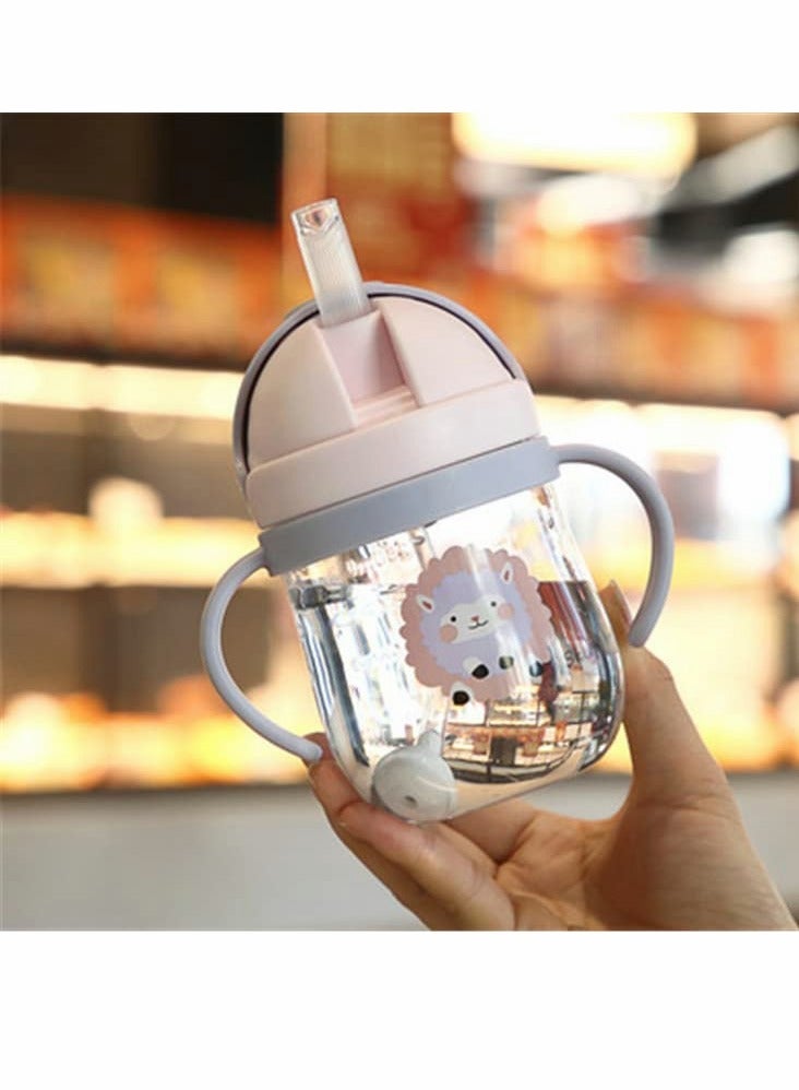 KASTWAVE Sippy Cup for Baby more than 6 months,Spill-Proof Sippy Cup, Straw for Kids Water Bottle with Soft Silicon Spout Cup for Toddlers,BPA Free, 300ml,Spill Plastic Drinking Bottle with Handle - Image 1