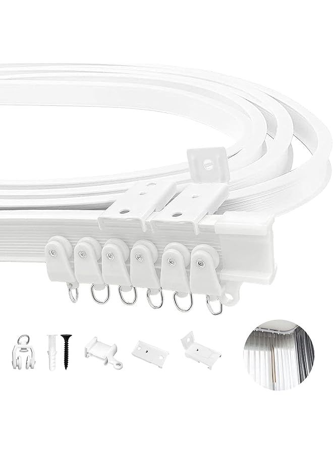 The Bros سكة ستائر سقفية مرنة وقابلة للانحناء، سكة ستائر منحنية بطول 3 أمتار، فاصل غرف من سبائك معدنية، ستارة RV، نظام سكة سقف - Image 1