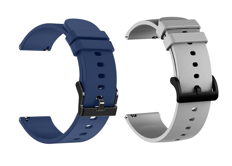 IIK COLLECTION 22mm Metal Strap and Silicone Strap for Smart Watches| combo pack of strap Compatible with Noise, Boat Xtend, Pebble, Boat, Boat Flash, Noise Color fit,Ultra Smart Watch & All Watches - Image 1