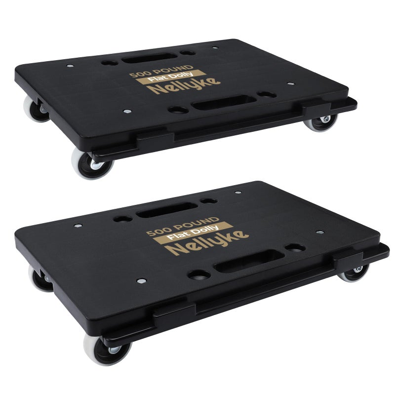 Nellyke Furniture Dolly, 2 Pack Small Flat Moving Dolly, Furniture Movers with 4 Wheels, 500Lbs Capacity, Connectable and Portable Dollies for Heavy Appliance, Black - Image 1