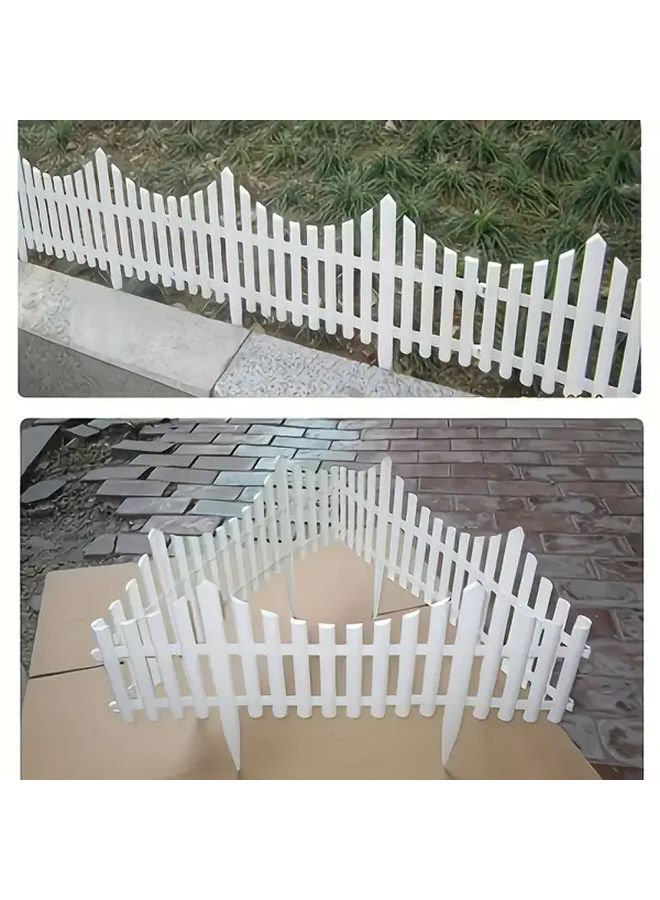 12 Pcs White Plastic Garden Fence Outdoor Lawn Flower Bed Edges Decorative Modern - Image 5